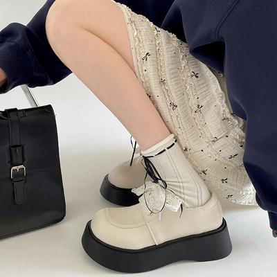 Модные кружевные туфли на платформе в британском стиле, женские, 2025, новые, весенне-осенние, универсальные, под юбку, Мэри Джейн, одинарные туфли