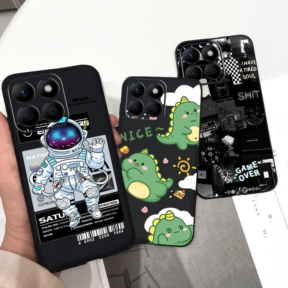 Space Man Dinosaur Back Bumper For Honor X8b Honor X9b Phone Case Matte Liquid Silicone HonorX8b X 8 b Soft Housing Funda Etui