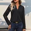 Long-sleeved 2025 Autumn Women's Small Stand-collar Pullover Lace Splicing Shirt