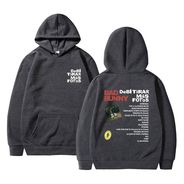 Горячий рэпер Bad Bunny 2025 Новый альбом Debi Tirar Mas Fotos DTMF Худи Мужчины Женщины Мода Оверсайз Пуловер Мужской Винтажные Худи