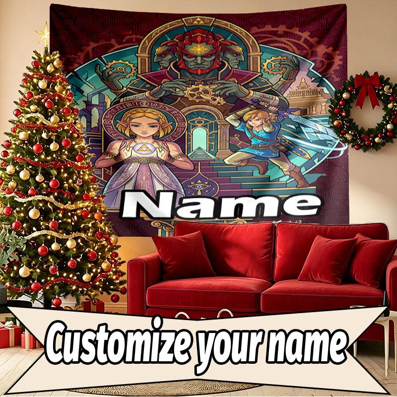 Custom Name Personalized The Legend Of Zelda Print Tapestry, Wall Art Decor, Bedroom, Dorm, Apartment, LivingRoom, Party Backdrop, Gift for Birthday