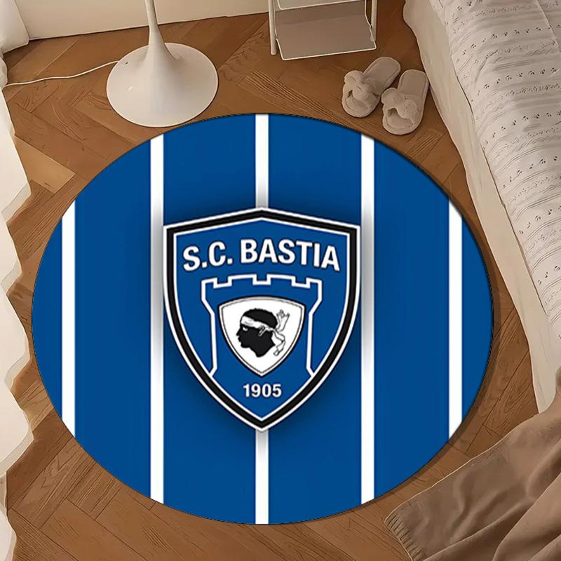 Sc Bastia Football Crest Round mat Home Decor, Chair rug For livingroom,Bedroom, doormat home decor Birthday Gift Christmas Gifts