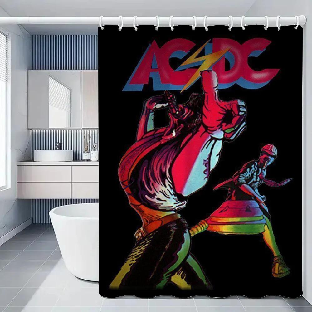 Шторка для душа Rock-ACDC для ванной комнаты Аксессуары Складная перегородка Занавески для ванной Комнаты Водонепроницаемая ткань Вещи Набор Дом