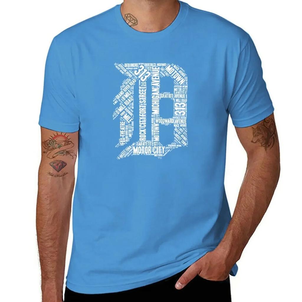 Love Detroit D with Street Names D Outline Shirt T-Shirt sweat Aesthetic clothing t shirts for men graphic