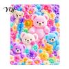 Soft Texture Blanket for Couch Teddy Bear Floral Print Blanket, Super Plush Throw Cute Bunny Personalized Space Decoration Puppy Pattern, Cozy Flannel