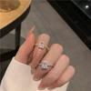 Korean Delicate Square Cubic Rings For Women Girls Micro Paved Open Adjustable Ring Fashion Jewelry Gifts