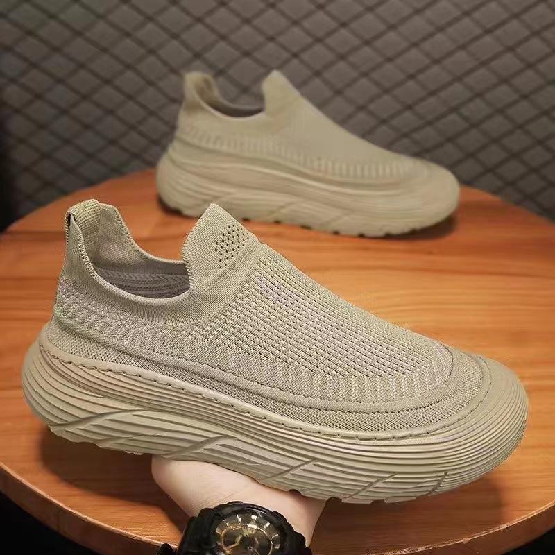 2024 Мужская европейская весенняя повседневная спортивная обувь - дышащие кроссовки без застежек на толстой подошве