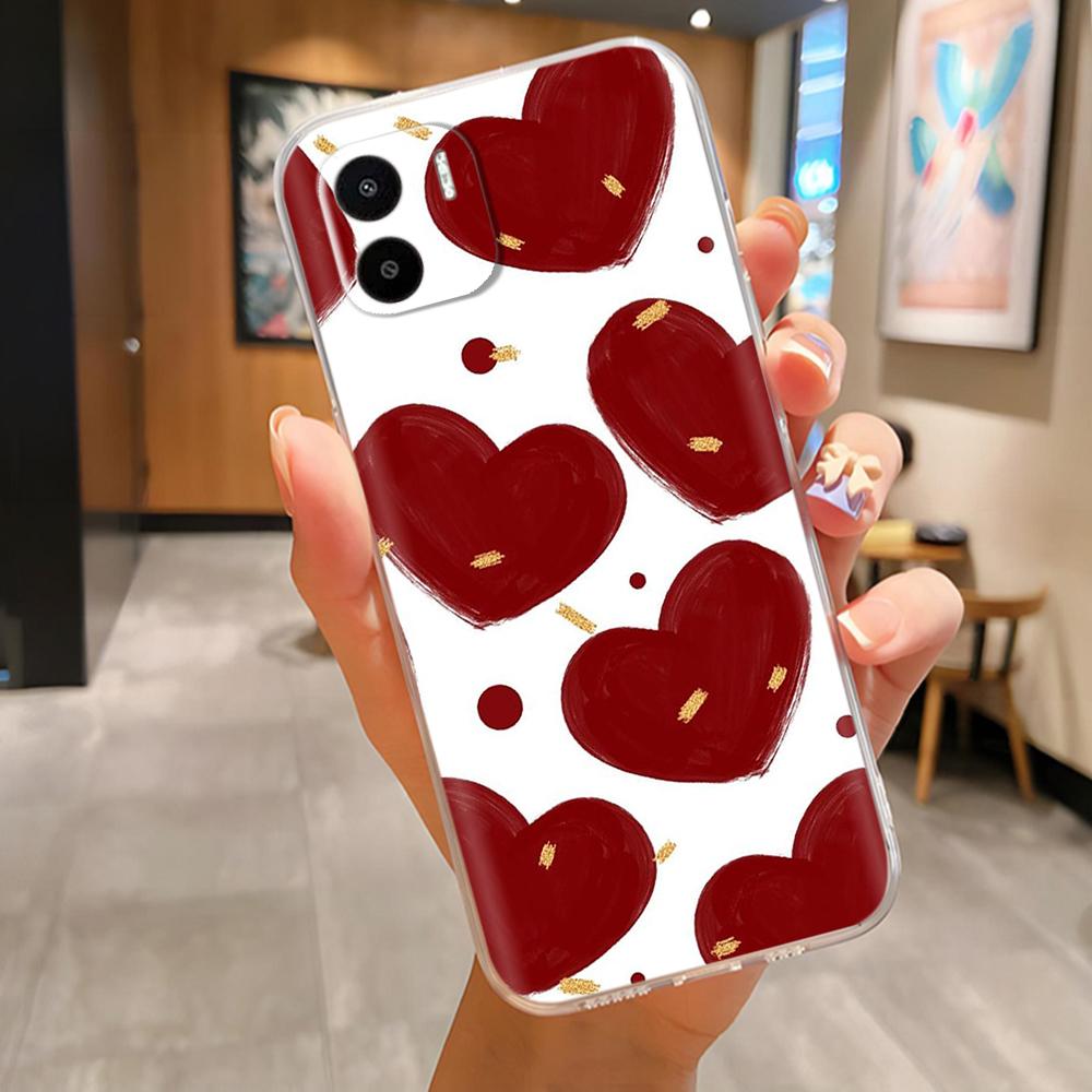 Мягкий чехол для Xiaomi Redmi A1 Plus RedmiA1 Чехол Силиконовый Funda Задняя крышка телефона для Redmi A1 Plus A1+ Цветок Милое Сердце Бампер