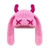 Cute And Quirky Little Devil Long-eared Knitted Hat For Women, Warm And Ear-protecting For Fall And Winter, Sweet And Cool Horned Pullover Woolen Hat
