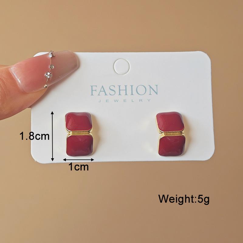New Wine Red Geometric Hanging Earrings for Women Metal Pendants Dangle Earrings Red Exaggerated Drop Earrings aretes