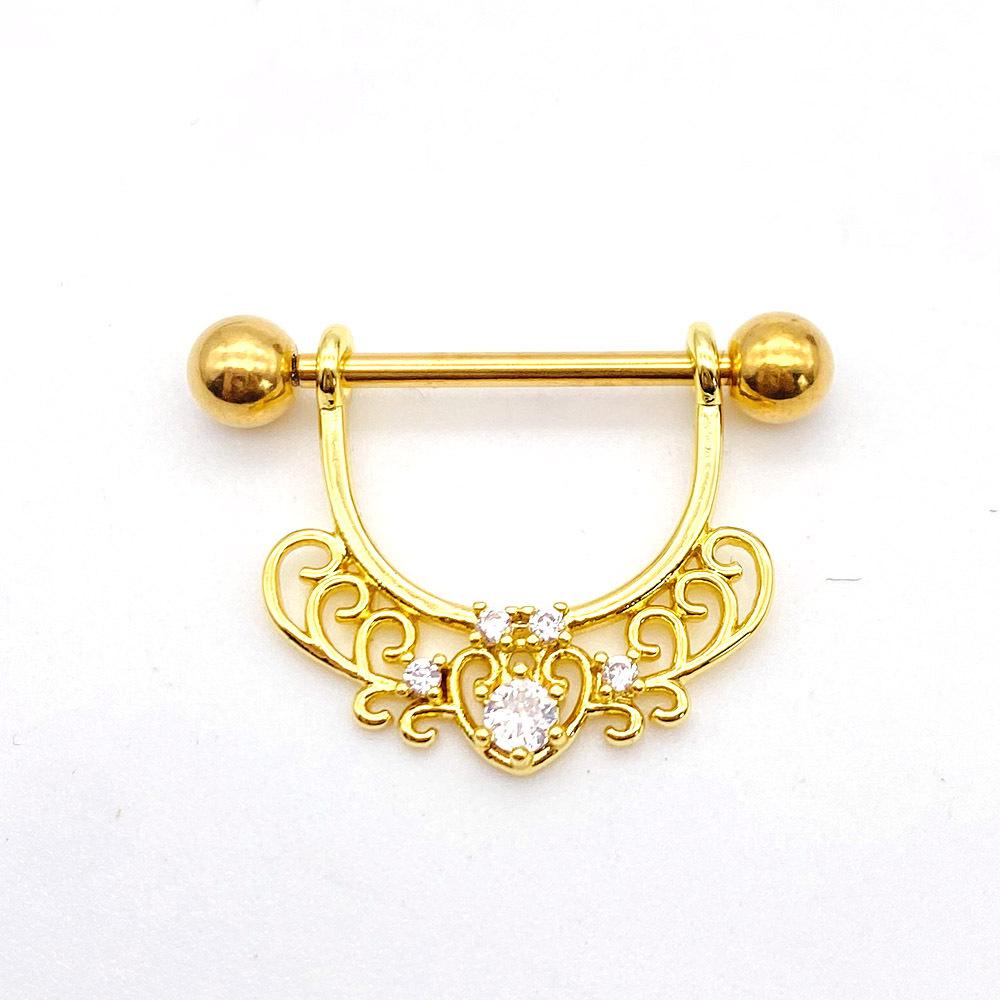 Кольцо для пирсинга сосков в форме цветка из нержавеющей стали «Луна и крыло»