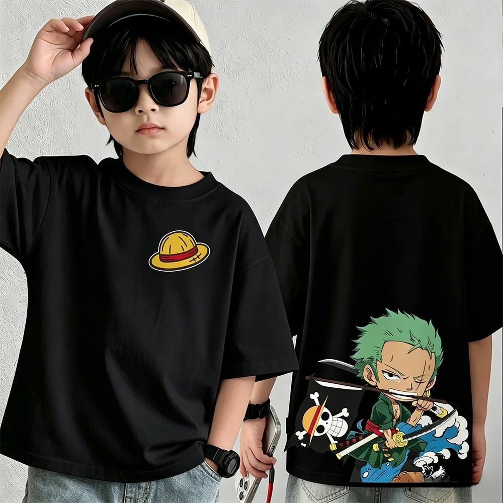 Summer New Arrival One Piece Pattern Tshirt unisex anime print casual shortsleeved fashionable streetwear top Y2K style
