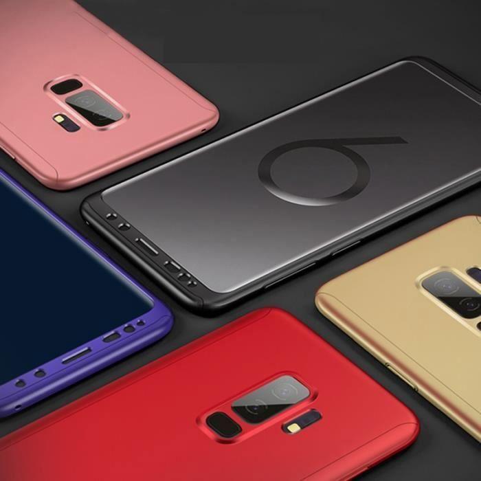 Coque pour Samsung Galaxy S9 - Coque Noir Housse Etui 360 Full Hybride Protection Rigide Plastique Dur Intégrale Phonillico®