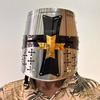 Templar Helmet Medieval Steel Holy Helmet with Brass and Black Cross
