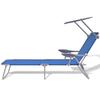 VidaXL Chaise longue avec auvent Acier Bleu 42931