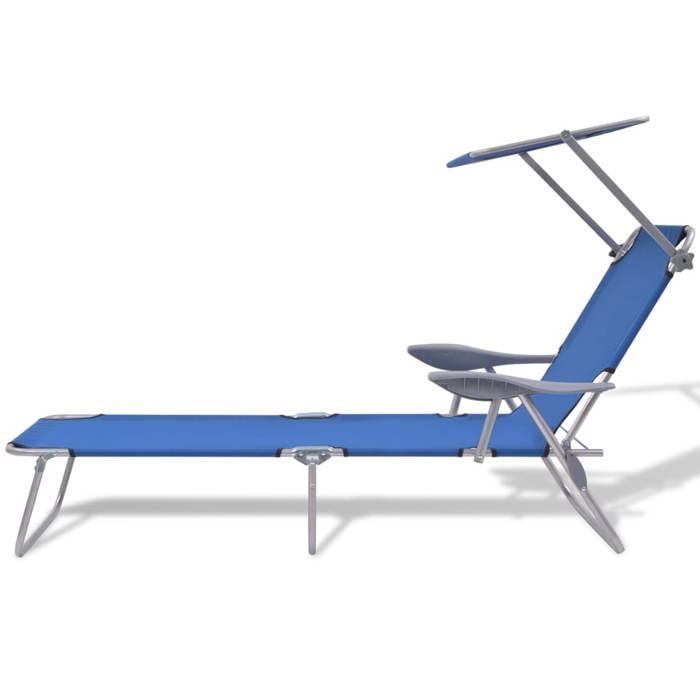 VidaXL Chaise longue avec auvent Acier Bleu 42931