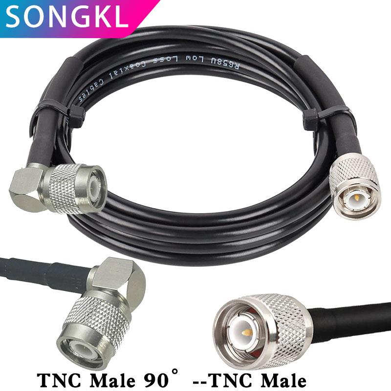 TNC Male to TNC Male 90° Right Angle Coaxial Cable (RG58), as RTK and GPS navigation antennas.