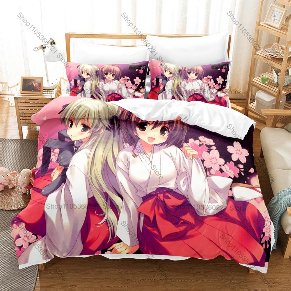 Аниме Yosuga No Sora Рисунок Комплект постельного белья из 3 предметов Пододеяльник с двумя наволочками Удобные бытовые принадлежности для кровати