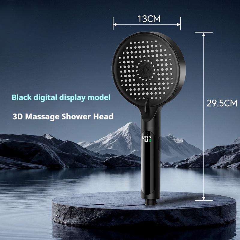 Hotel Adjustable Handheld Shower LED Digital Display Rain Filtered Shower Head High Pressure 4 Mode Bathroom Accessories