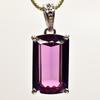Natural Baguette Purple Sapphire Pendant 32 Ct 925 Sterling Silver CERTIFIED MY.PD-5-K