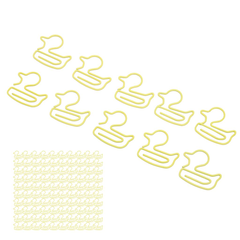 100 шт. скрепок в форме желтой утки, легкие портативные, гальванические, металлические скрепки, отключены