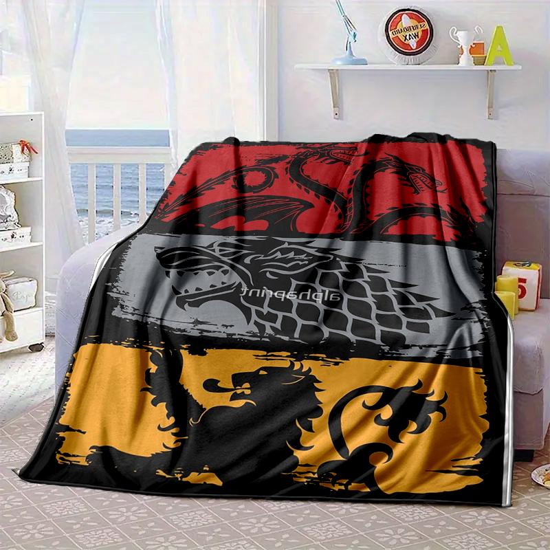 Thrones Dragon Fire And Blood Blanket Flannel Blanket for bed, sofa, Camping, Hiking, Picnic Essentials, gift for family Fan gifts