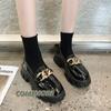 Туфли Мэри Джейн для женщин, туфли на платформе, круглая стопа, весенние, новые, с металлической цепочкой, дизайнерские, повседневные, кожаные, оксфорды из искусственной кожи, без застежек, лоферы