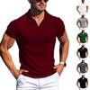 Men's Muscle V Neck Polo Shirts Slim Fit Short Sleeve Golf T-Shirts Ribbed Knit Soft Tees Summer Collared Pullover for Men Breathable T-Shirts