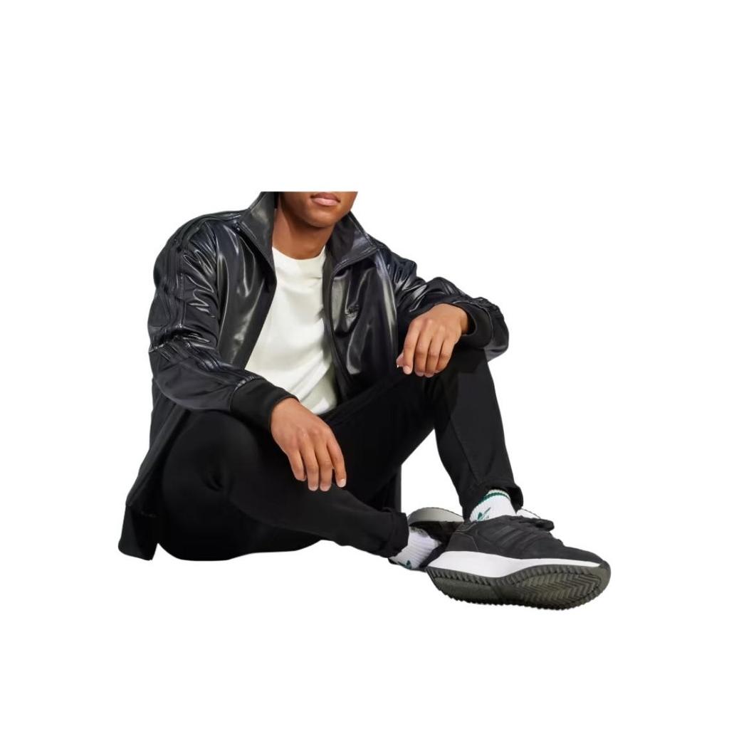 Adidas Мужская куртка Originals Solid Color Micro Logo с длинным рукавом и воротником-молнией, черная IL6153