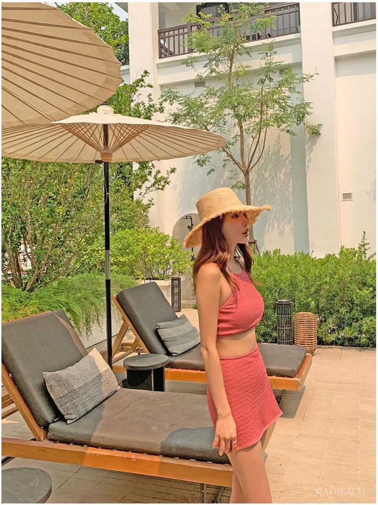 Белый текстурированный купальник бикини в корейском стиле, набор из 3 предметов для пляжа и горячих источников