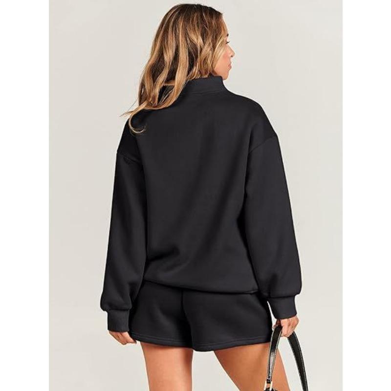 Женский однотонный свитер с вставными карманами на весну и осень, повседневный комплект из двух предметов