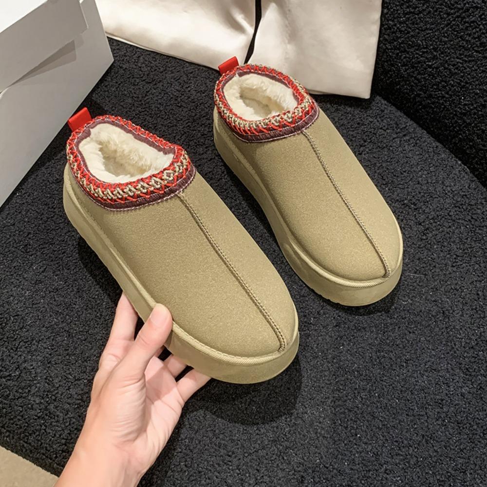 Fashion Women Ankle Snow Boots Winter New Brand Fur Short Plush Warm Flats Slippers Shoes