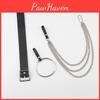 Fashionable Black Waist Belt With Circular Ring And Chain Tassel For Men And Women Fashion Accessory