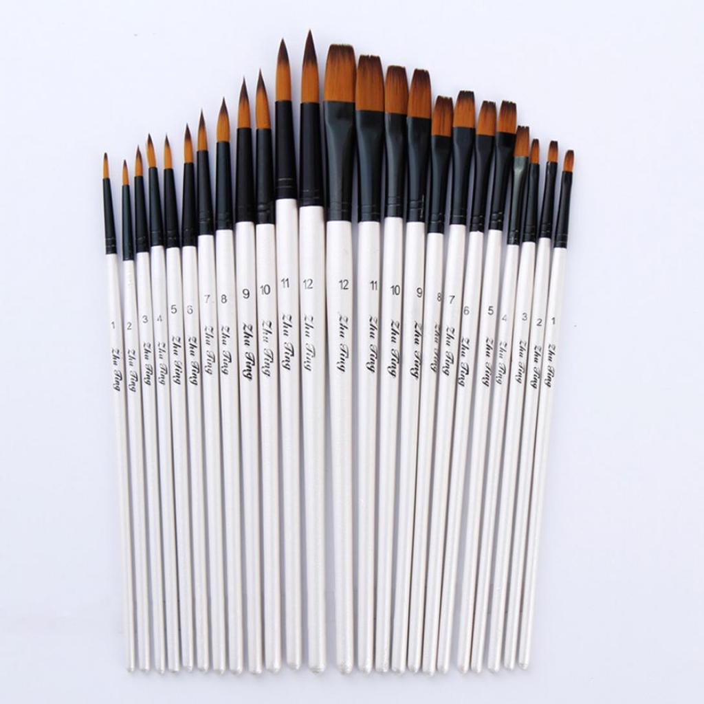 Monoceros 12Pcs Pointed Flat Top Paint Drawing Brush Acrylic Watercolor Oil Painting Pen