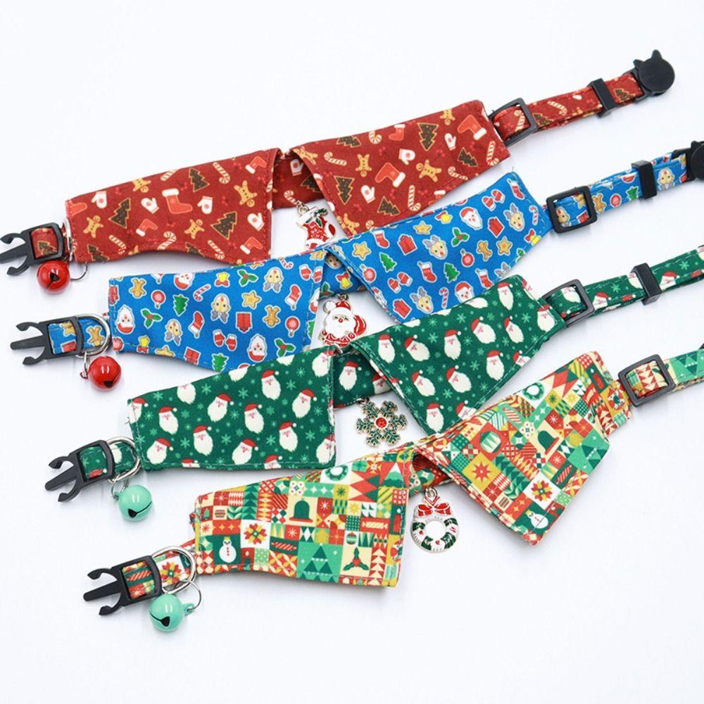 Милое рождественское ожерелье для котенка с колокольчиком 18-28см/7.09-11.02дюйма Рождественский галстук-бабочка для котенка Модный мягкий