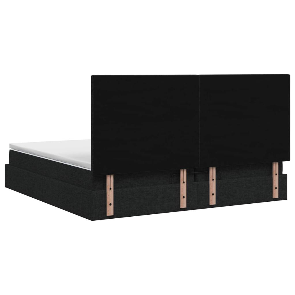 Ottoman Bed with Mattress Black 200 x 200 cm Fabric