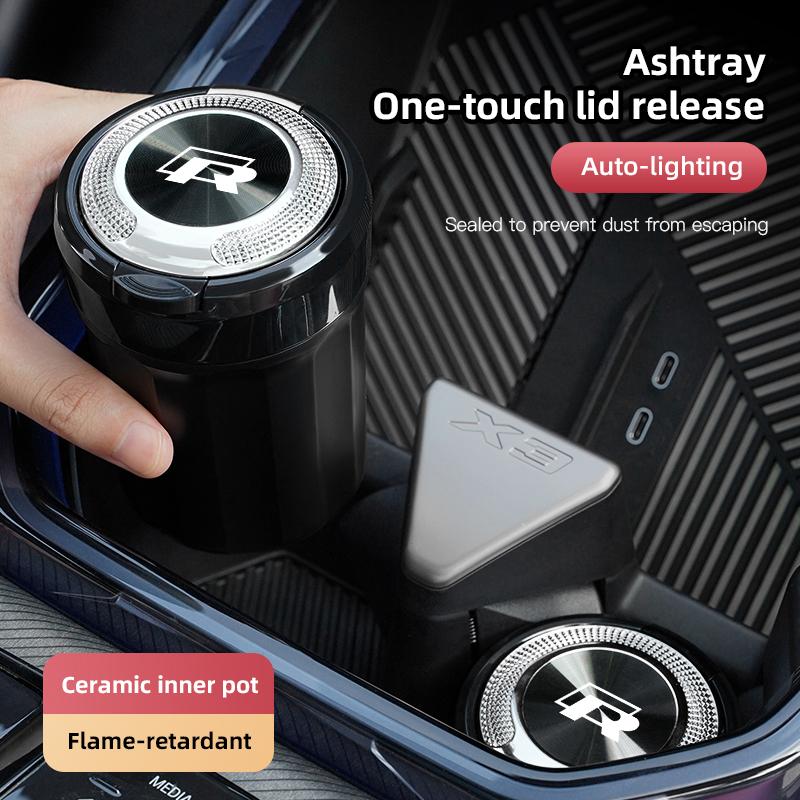 2026 Hot For VW VOLKSWAGEN Portable Car LED Ashtray Ceramic Liner Auto Iinterior Accessories For Volkswagen R Passat Polo ID.3 A