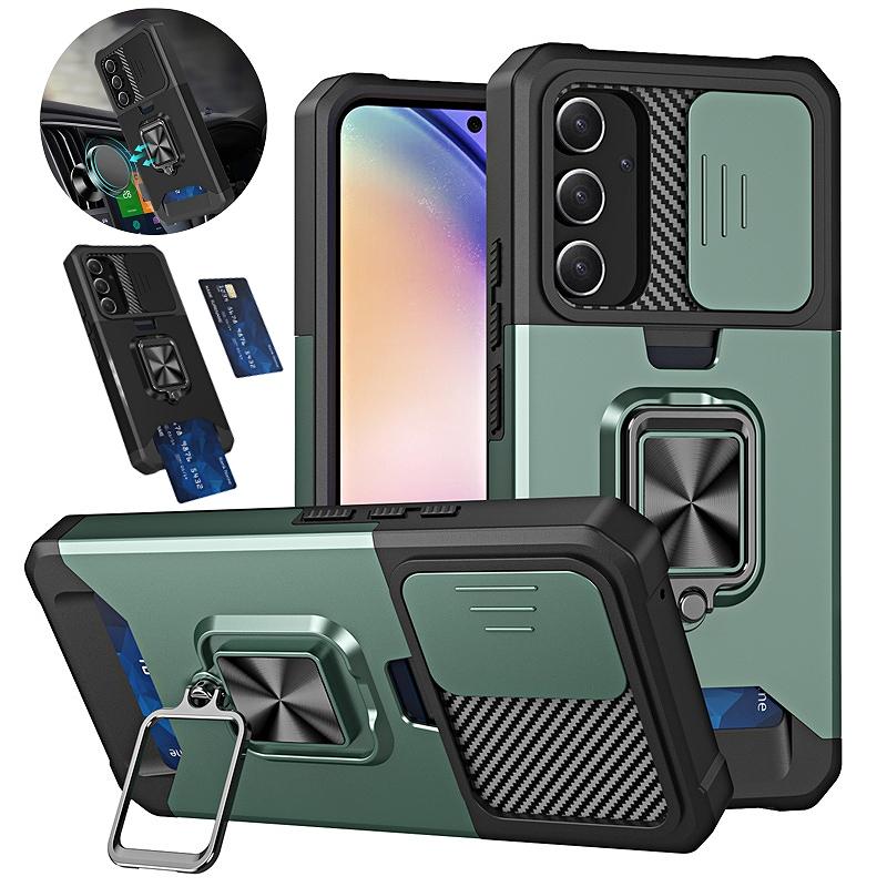 Защитный чехол-броня для Samsung Galaxy A16 A26 A36 A56 5G A06 A15 A25 A35 A55 A14 A34 A54 Сдвижная крышка для защиты объектива Слот для карты