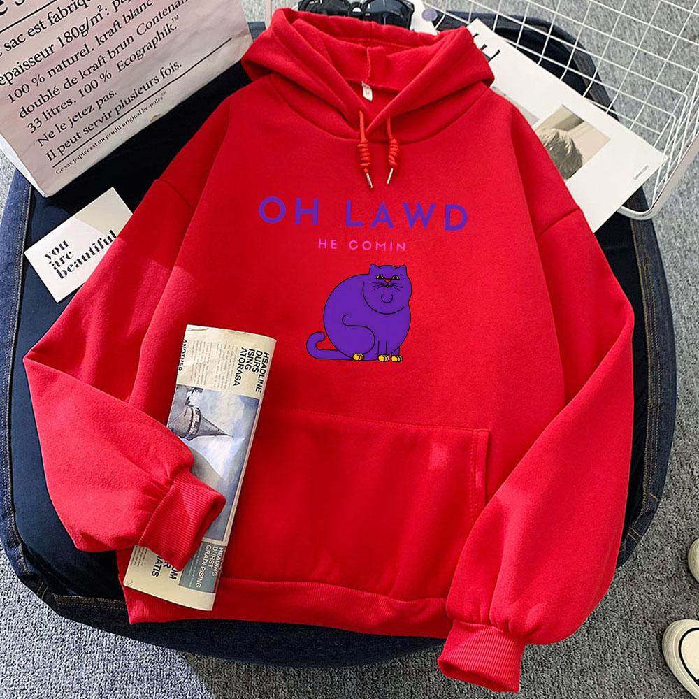 Худи с длинным рукавом для мужчин/женщин Oh Lawd He Treading с принтом букв, мультяшные смешные графические толстовки