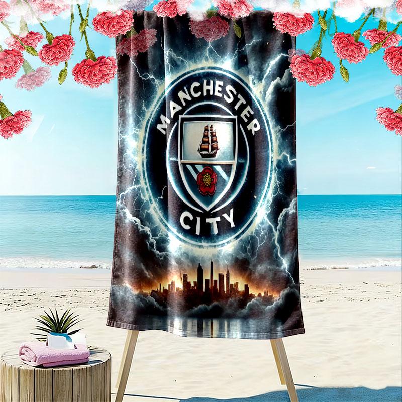 MCFC logo Print Beach Towel, Large Soft Quick Dry Towel for Beach Camping Swimming