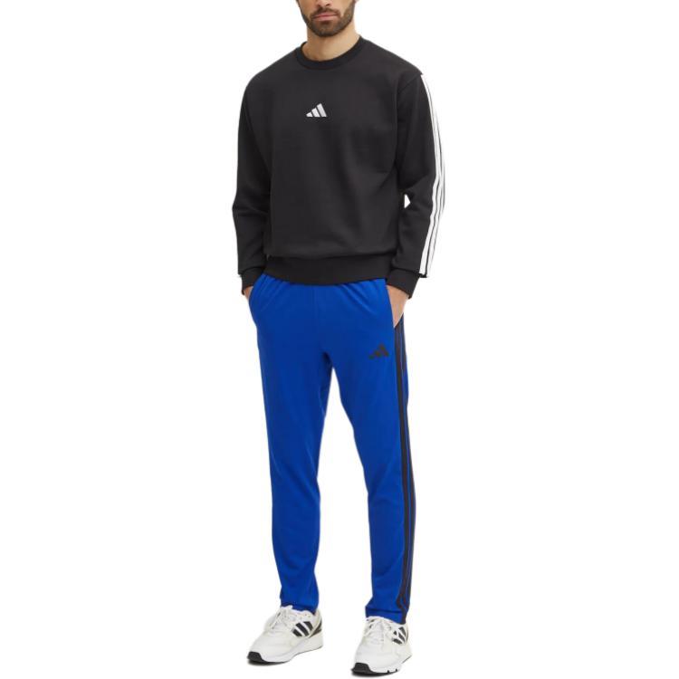 adidas Логотип Полосатый Свитшот с круглым вырезом и длинными рукавами Мужской свитшот Черный JE6304