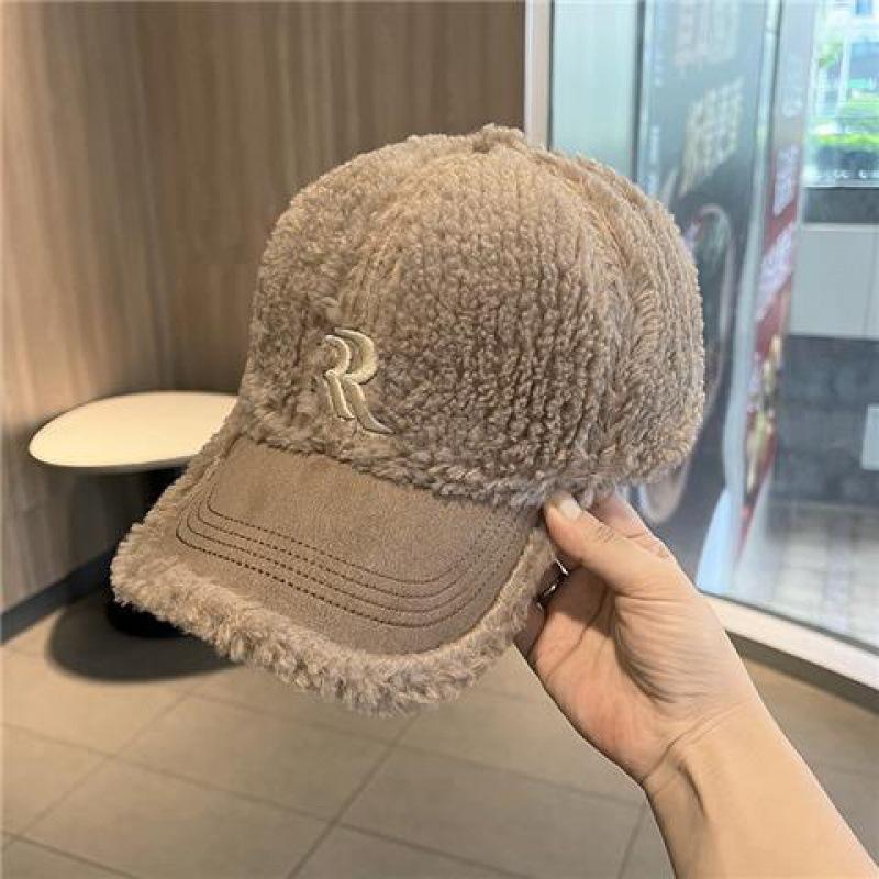 Зимняя бейсболка для женщин из овечьей шерсти, однотонная теплая бейсболка для путешествий на открытом воздухе