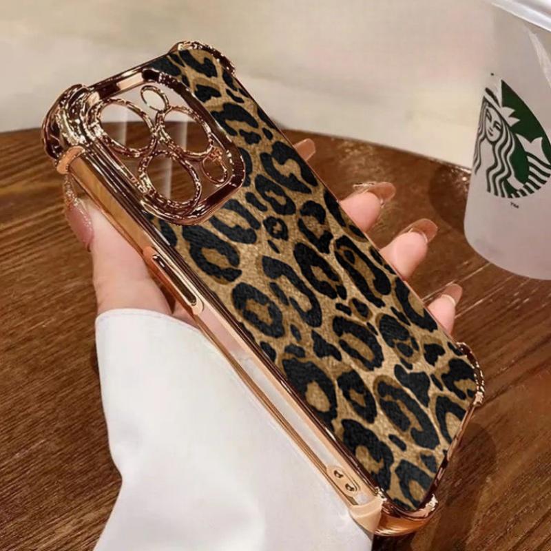 Чехол для VIVO V60 V40 V50 Lite Y03 Y27S Y28 Y28S Y04 Y21 Y31 Y33S Y21S Y17S Y36 5G V30 Pro Леопардовый принт Покрытие с гальваническим покрытием
