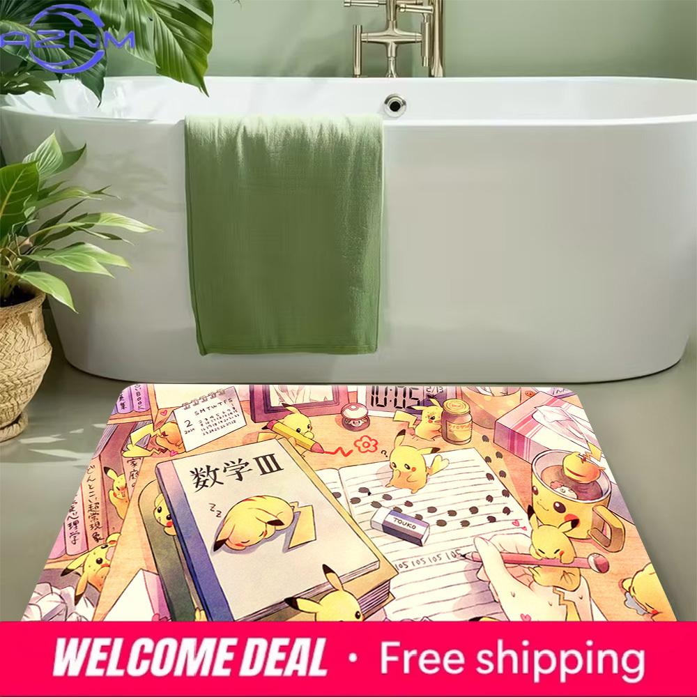 Pokemon Pikachu Study Time Print Non-slip Doormat Soft Floor Mat for Home Decor