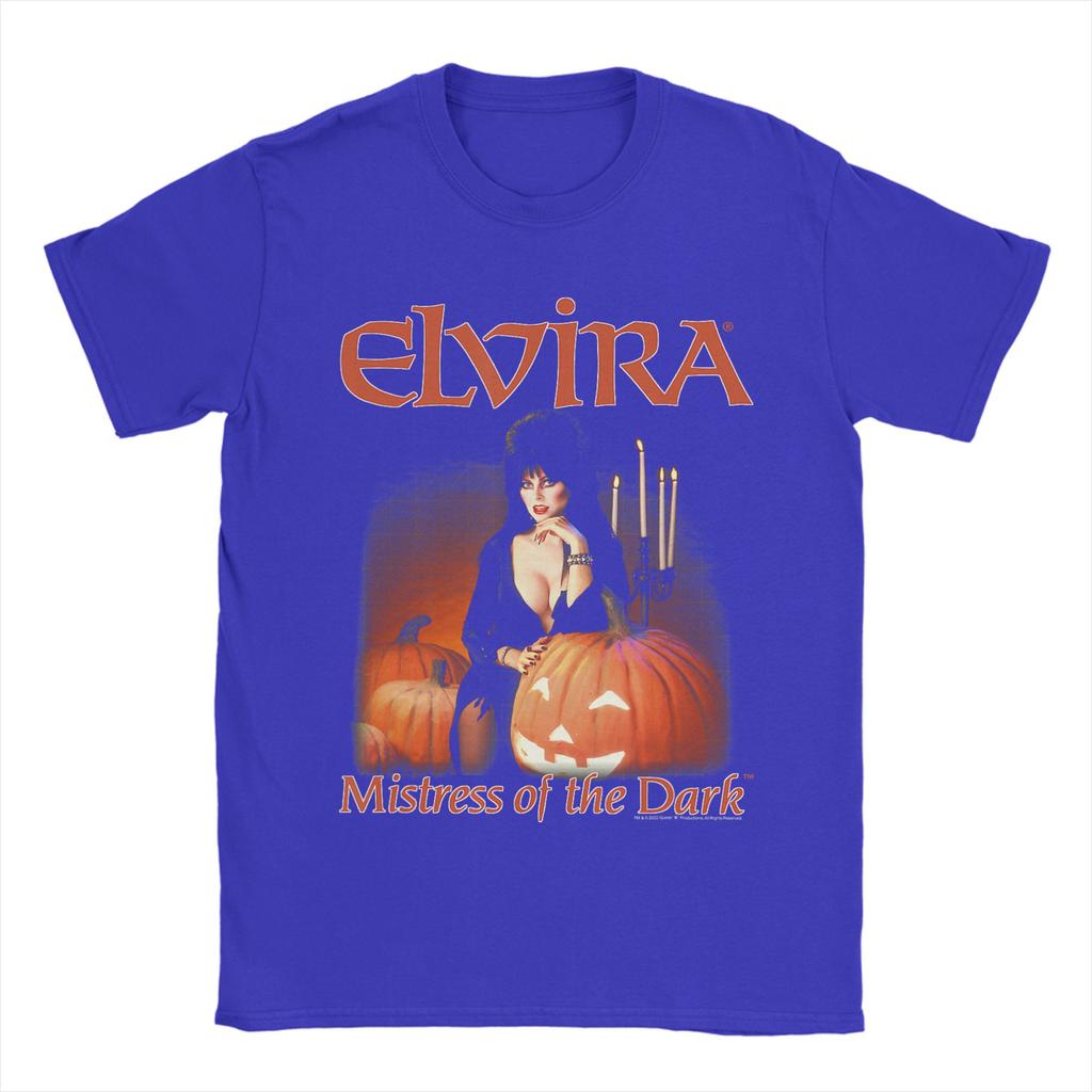 Elvira Mistress of The Dark Pumpkin Halloween Unisexs T Shirts Tee Shirt Short Sleeve Round Neck TShirts 100 Cotton Classic Tops
