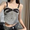 Bow Shaped Short Camisole Vest for Women In Summer Sweet and Spicy Sexy Wearing Out Irregular Fishbone Top