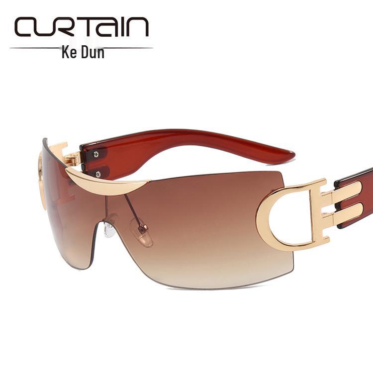 Большие безободковые солнцезащитные очки Y2K 2022 - Футуристичный спортивный дизайн