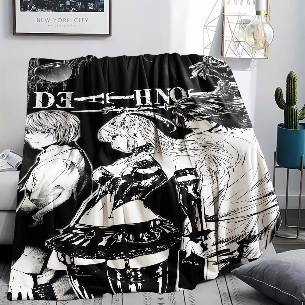 1Pc Death Note Anime Print Flannel Blanket High Quality Warm Comfortable Cover for All Seasons Perfect for Gifts Home Decor