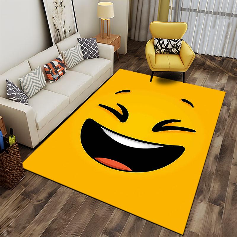 Laughing Face Yellow Carpet suitable as a non-slip mat for the living room or bedroom sofa