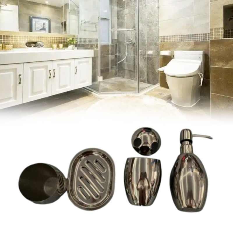 Stainless Steel Bathroom Set Storage Lotion Bottle Washbasin Cup Tool Durable
